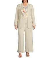 Sugarlips Plus Candida Fitted Linen Blend Notch Lapel Blazer
