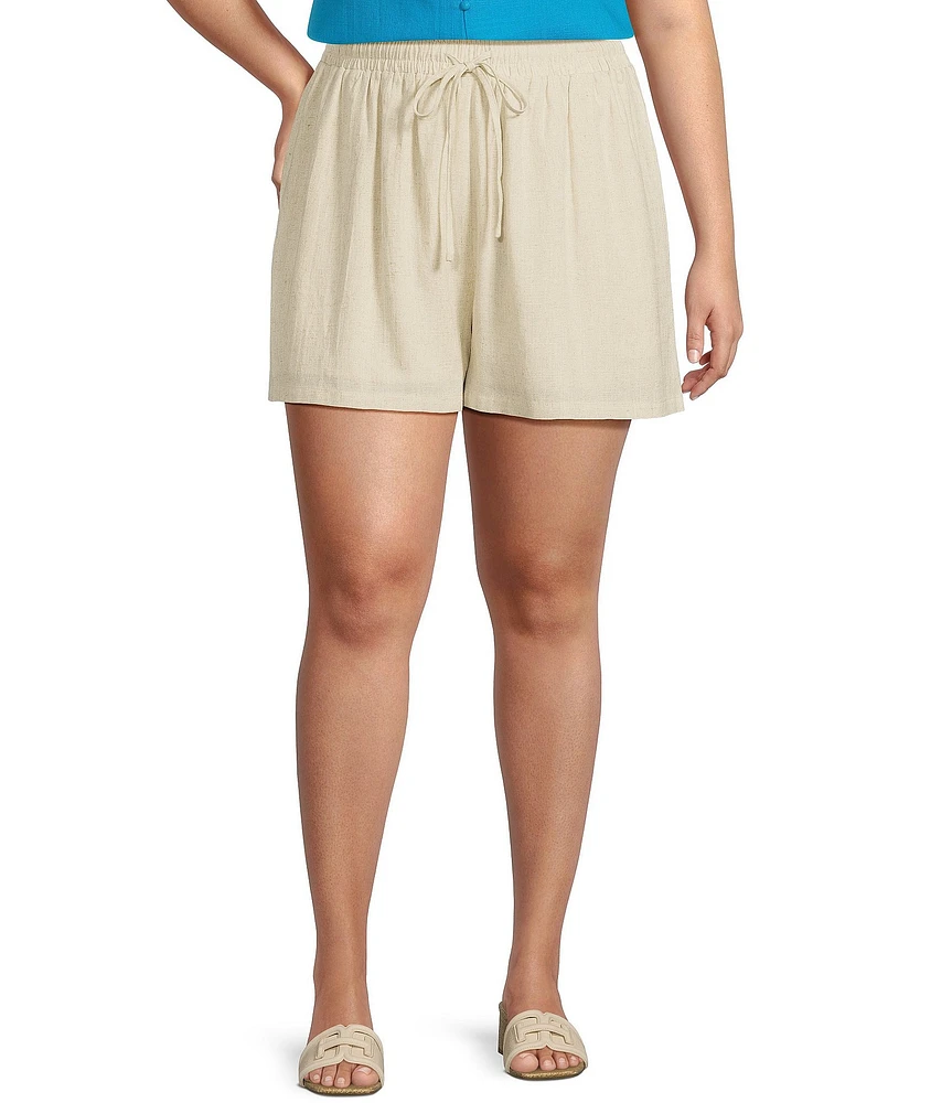 Sugarlips Plus Candida Shore Taliya Linen Blend Drawstring Shorts