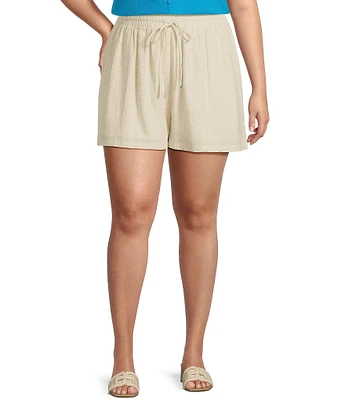 Sugarlips Plus Candida Shore Taliya Linen Blend Drawstring Shorts
