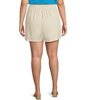 Sugarlips Plus Candida Shore Taliya Linen Blend Drawstring Shorts
