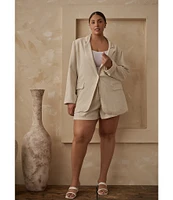 Sugarlips Plus Candida Shore Taliya Linen Blend Drawstring Shorts