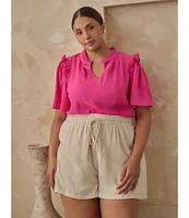Sugarlips Plus Candida Shore Taliya Linen Blend Drawstring Shorts