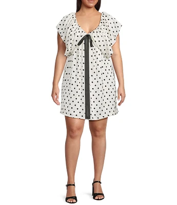 Sugarlips Plus Dover Dotted Sleeveless Satin Babydoll Dress