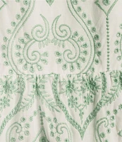 Sugarlips Plus Evelyn Jacey Floral/Paisley Eyelet Embroidered Puffed Sleeve Shift Dress