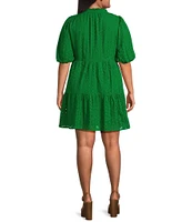 Sugarlips Plus Eyelet Solid Babydoll Shift Mini Dress