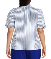 Sugarlips Plus Fannie Striped Puffed Sleeve Woven Blouse