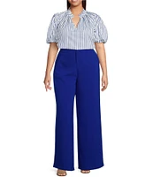 Sugarlips Plus Fannie Striped Puffed Sleeve Woven Blouse