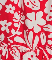 Sugarlips Plus Floral Placement/Border Printed Short Sleeve Shift Dress