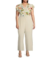 Sugarlips Plus Floral/Paisley Printed Flutter-Sleeve Woven Top