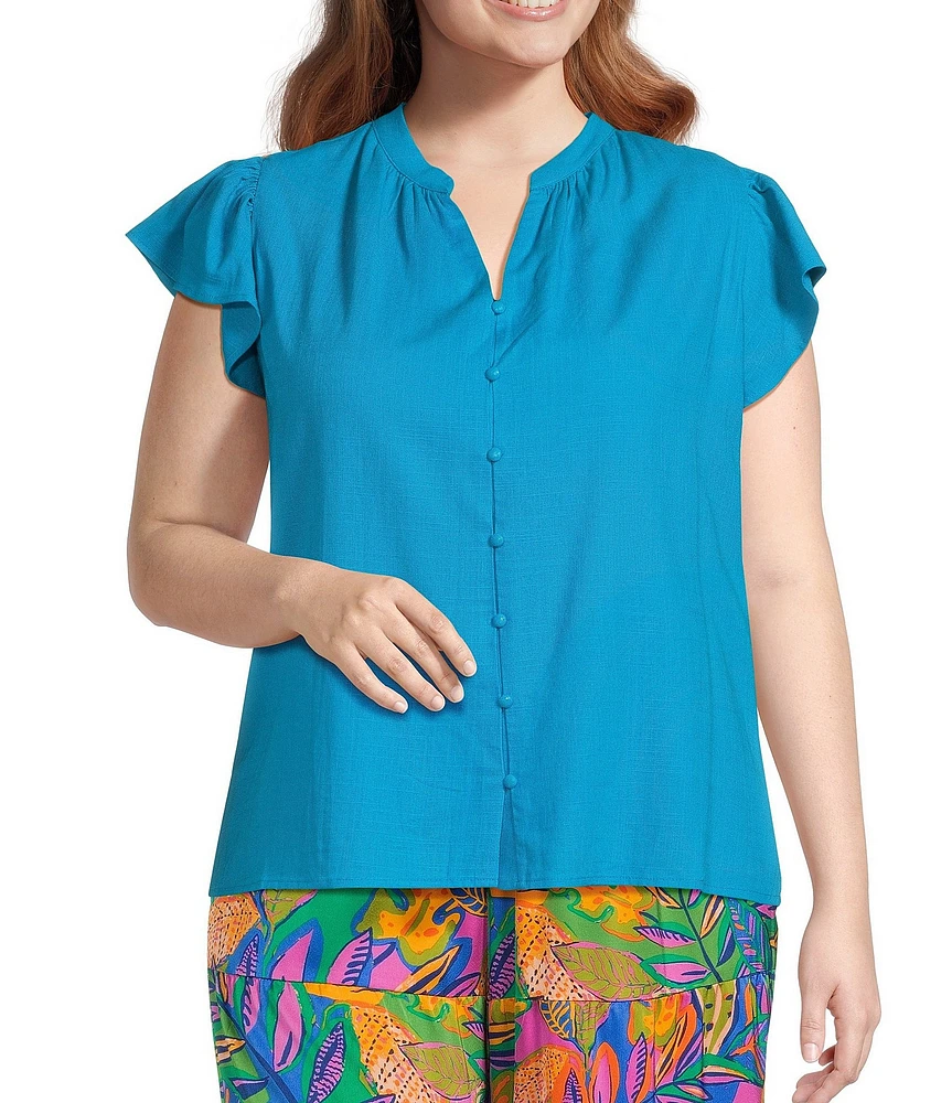 Sugarlips Plus Flutter Sleeve Blouse