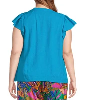 Sugarlips Plus Flutter Sleeve Blouse
