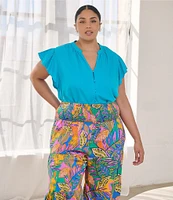 Sugarlips Plus Flutter Sleeve Blouse