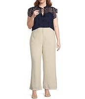 Sugarlips Plus Ginna Eyelet Embroidered Lace Tassel Accented Tie Top