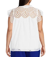 Sugarlips Plus Ginna Eyelet Embroidered Lace Tassel Accented Tie Top