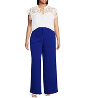 Sugarlips Plus Ginna Eyelet Embroidered Lace Tassel Accented Tie Top