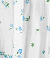 Sugarlips Plus Gradient Floral Printed Puffed Sleeve Poplin Shirt