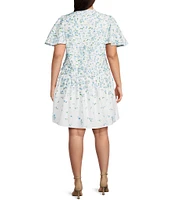Sugarlips Plus Gradient Floral Printed Trapeze Dress