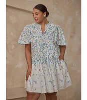 Sugarlips Plus Gradient Floral Printed Trapeze Dress