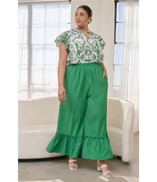 Sugarlips Plus High-Waisted Flounce-Hem Pants