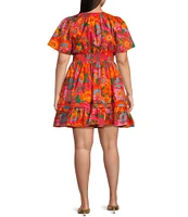 Sugarlips Plus Idalia Floral Miller Poplin Short Sleeve Dress
