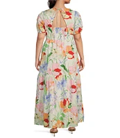 Sugarlips Plus Size Juliet Floral Garden Becca Short Sleeve Long Tiered Dress