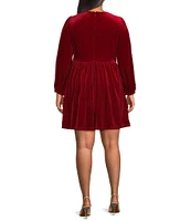 Sugarlips Plus Long Sleeve Bow Velvet Mini Dress