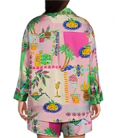 Sugarlips Plus Long Sleeve Coordinating Retro Novetly Printed Blouse