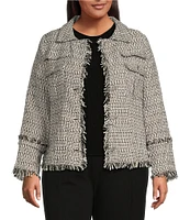 Sugarlips Plus Long Sleeve Wool-Blend Tweed Jacket