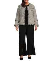 Sugarlips Plus Long Sleeve Wool-Blend Tweed Jacket