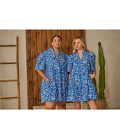 Sugarlips Plus Lulu Floral/Paisley Printed Short Sleeve Shift Dress