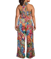 Sugarlips Plus Multi Floral Magic Moment Halter Jumpsuit