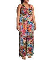 Sugarlips Plus Multi Floral Magic Moment Halter Jumpsuit