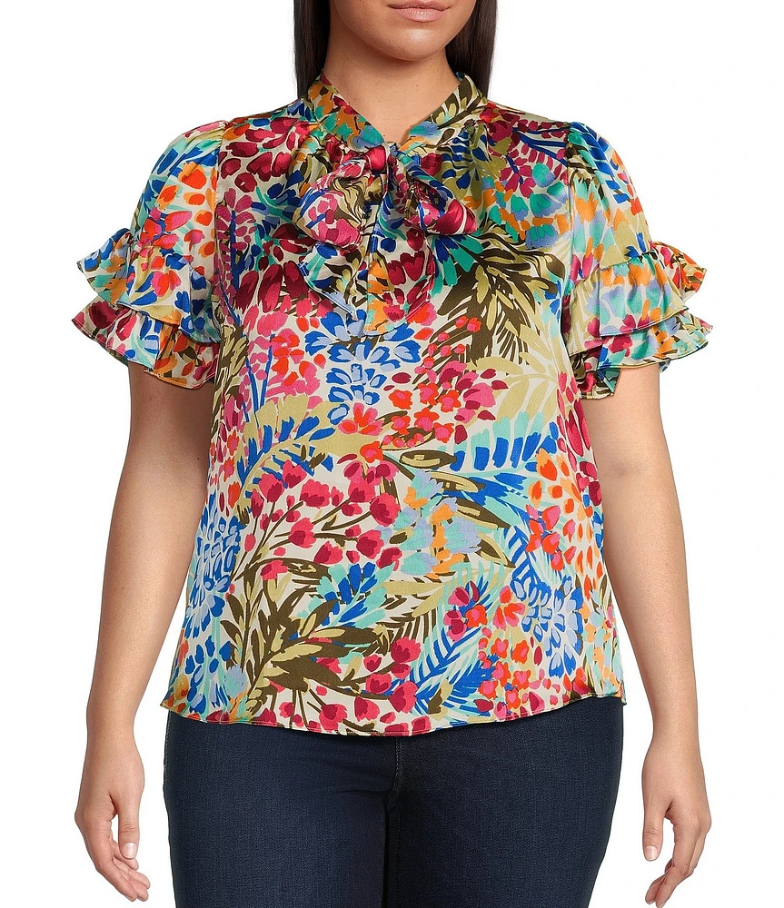 Sugarlips Plus Multi Floral Magic Moment Neck Tie Top