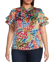 Sugarlips Plus Multi Floral Magic Moment Neck Tie Top