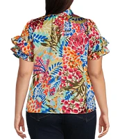 Sugarlips Plus Multi Floral Magic Moment Neck Tie Top