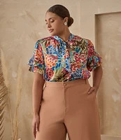 Sugarlips Plus Multi Floral Magic Moment Neck Tie Top