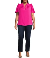 Sugarlips Plus Ordena Split Neck Ruffle Top