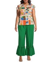 Sugarlips Plus Postcard Print Short Sleeve Blouse