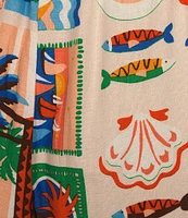Sugarlips Plus Postcard Print Tassel Trimmed Cropped Pants