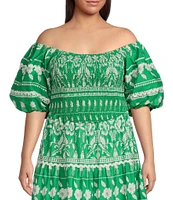 Sugarlips Plus Rick Rack Trimmed Smocked Crop Top