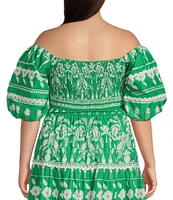 Sugarlips Plus Rick Rack Trimmed Smocked Crop Top
