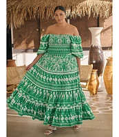 Sugarlips Plus Rick Rack Trimmed Smocked Crop Top