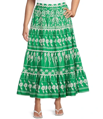 Sugarlips Plus Rick Rack Trimmed Tiered High Waisted Skirt