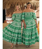 Sugarlips Plus Rick Rack Trimmed Tiered High Waisted Skirt