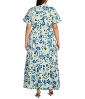 Sugarlips Plus Samara Floral/Paisley Printed Poplin Fit & Flare Long Dress