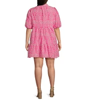 Sugarlips Plus Sea Jacey Floral Eyelet Short Sleeve Babydoll Shift Dress
