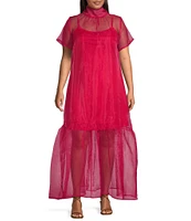 Sugarlips Plus Short Sleeve Organza Long Dress