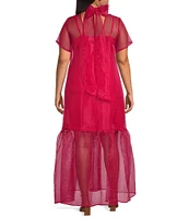 Sugarlips Plus Short Sleeve Organza Long Dress