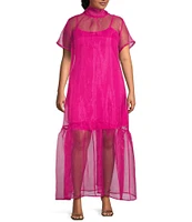 Sugarlips Plus Short Sleeve Organza Long Dress