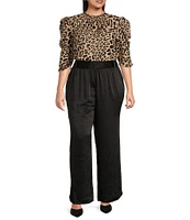 Sugarlips Plus Size 3/4 Sleeve Animal Print Blouse